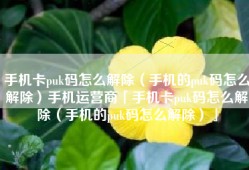 手机卡puk码怎么解除（手机的puk码怎么解除）手机运营商「手机卡puk码怎么解除（手机的puk码怎么解除）」