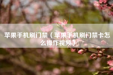 苹果手机刷门禁（苹果手机刷门禁卡怎么操作视频）